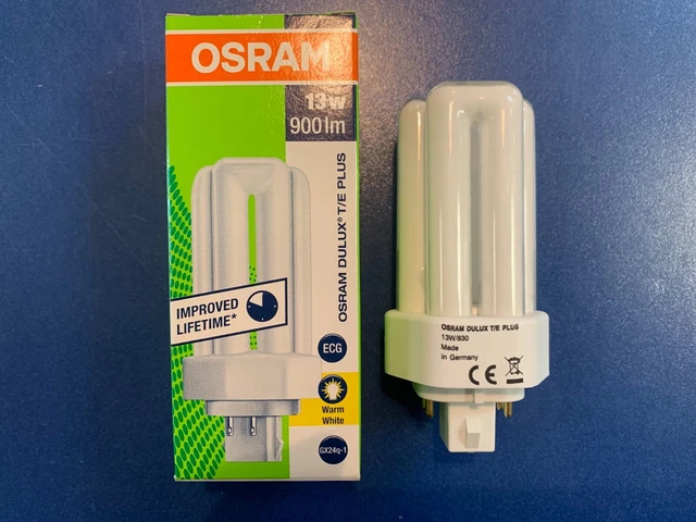 Ampoule Fluocompacte Osram Dulux T/E Plus 18W Blanc Chaud 830 - 4 Broches, Neuve