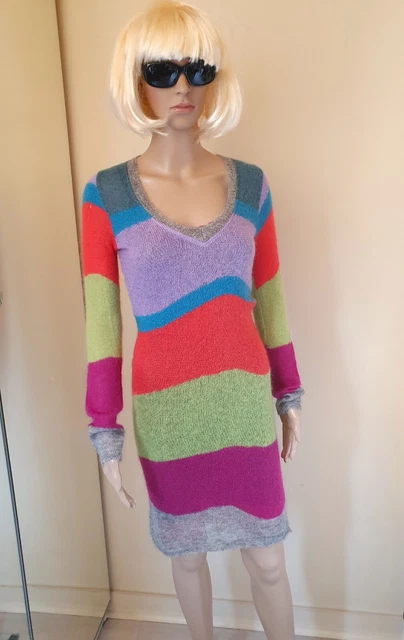 Robe-pull Grise Sugar Babe Col V - Taille Unique En Laine Et Angora, Neuve Avec étiquette