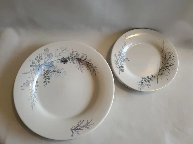 Pfaltzgraff Winter Frost Purple(2) 8" Salad, (2) 11" Dinner Plates Set of 4  USA