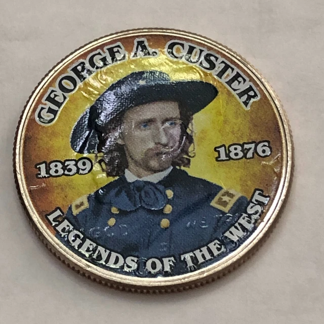 Colorized Kennedy half dollar. LEGENDS OF THE WEST. GEORGE CUSTER 1839-1876. #81