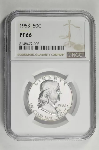 1953 50C Silver Proof Franklin Half Dollar NGC PF 66