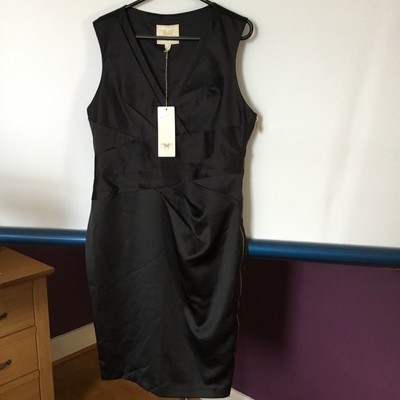 Ladies New Lipsy Vip Black Shift Dress Size 16 Full Side Zip With Butterfly Pull