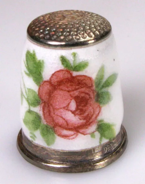 Fingerhut thimble Silber Emaille emailliert Rosen Prantl 1985