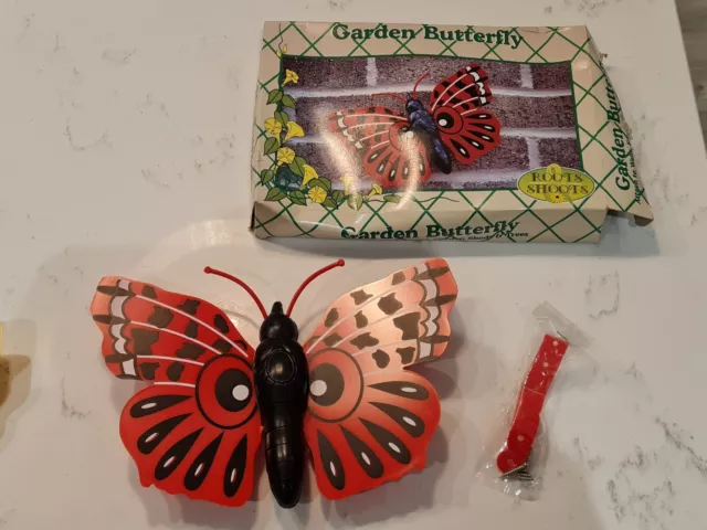 Vintage 90s Y2k Garden Butterfly Red Plastic Outside Decoration