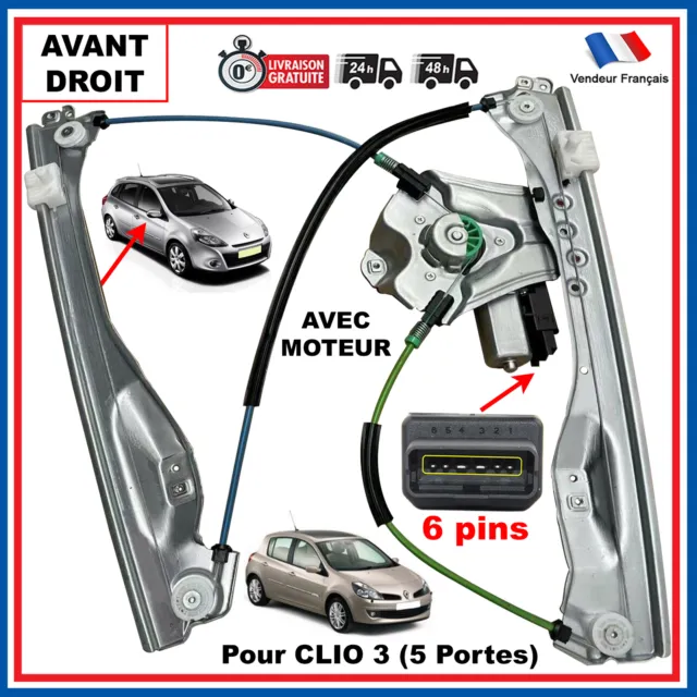 Mecanisme Leve Vitre Avant Droit pour Clio 3 (5 Portes) 8200843597 8200291147