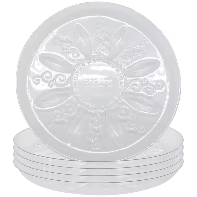 Heavy-Duty 12 In. Dia. Clear Plastic Saucer (5-Pack)