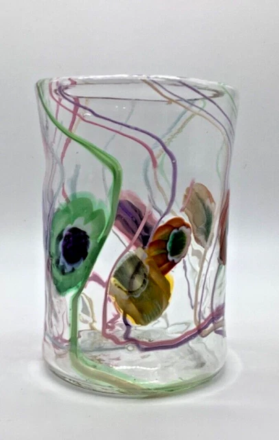 Paul Allen Counts Hand Blown Art Glass Tumbler, Signed 5”