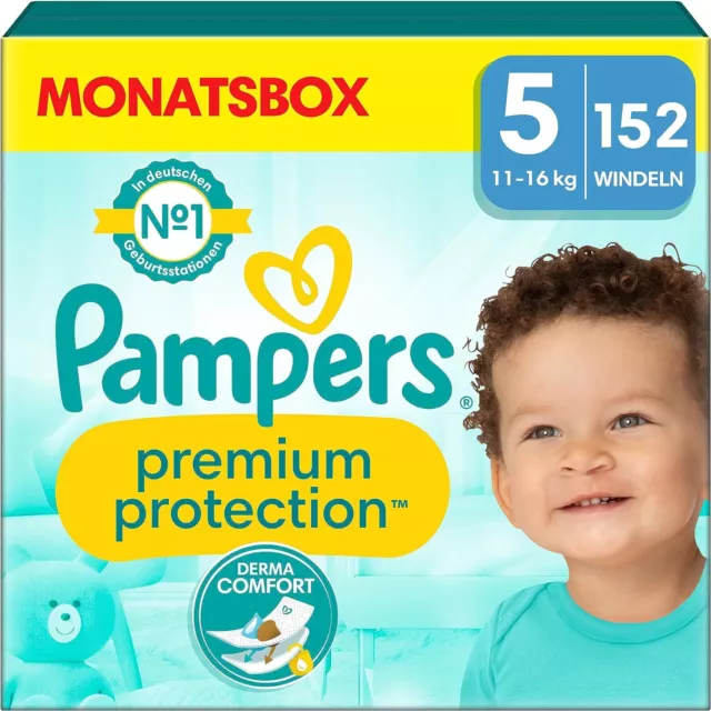 Pampers Baby Windeln Größe 5 (11-16kg) Premium Protection, MONATSBOX, 152 Stück