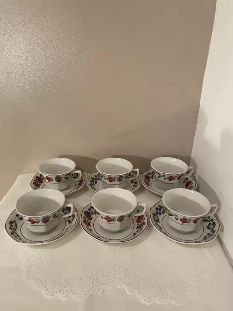 6 Adams Old Colonial Tea/ Coffee Cups And Saucers 200ml Real English Ironstone.