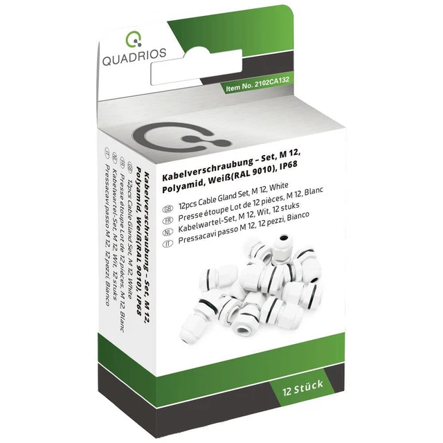 Quadrios 2102CA132 Assortimento di pressacavi M12 PA66 Bianco 1 KIT