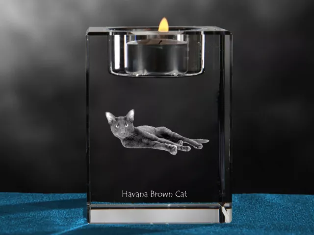 Havana-Katze, Kristall-Kerzenleuchter Avec Chat, Crystal Animals