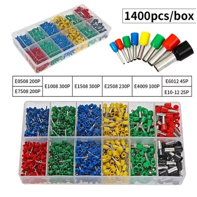 1400PC Copper Wire Crimp Connector Insulated Cord Pin End Terminal Ferrules kit^