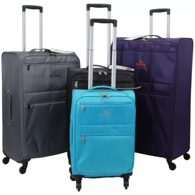 Feather Light Weight Large Suitcase & Medium Cabin Luggage 4 Wheel Travel Cases