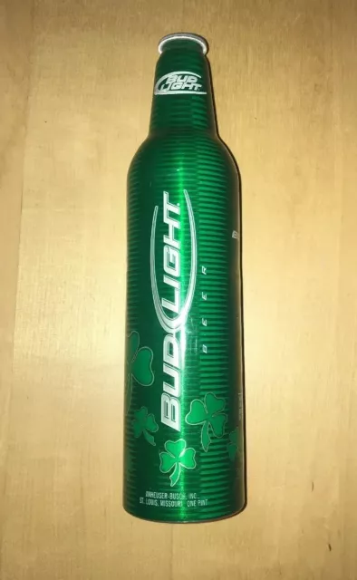 Bud Light St Patricks Day 2006 Empty Beer Bottle Saint Patty’s Aluminum Green