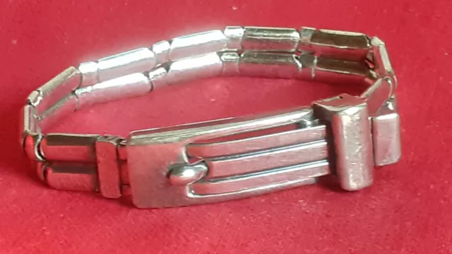 Old antique sterling marked portuguese silver bracelet belt shape with buckle