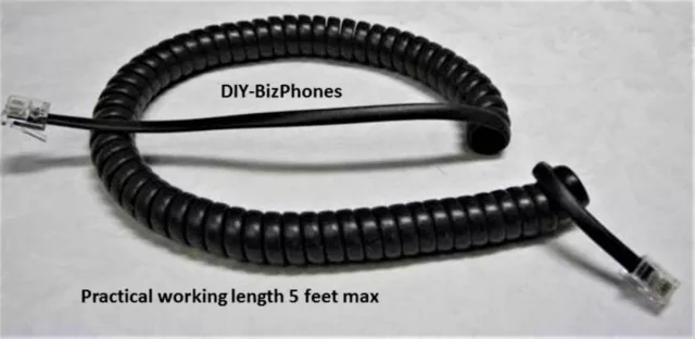 Fortinet Handset Cord FON 450i 460i 550i IP Phone Receiver Curly Gray Black 9 Ft
