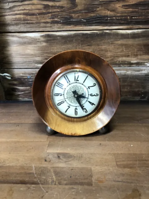 Vintage Wood Mantel Clock Body w/ Lanshire Electric Movement Works