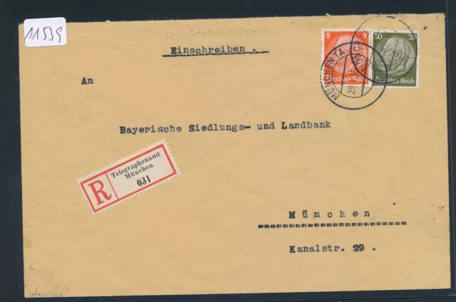 12694)  R-Zettel Telegraphenamt München, Orts-Reco-Brief 29.1.35