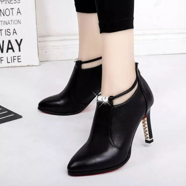 Botas De Invierno De Tacon Alto Para Mujer Zapatos De Vestir Elegante Negro  Rojo