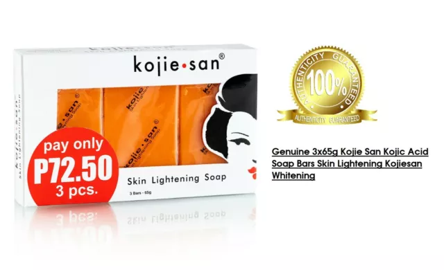 Genuine Kojie San Kojic Acid Soap Bars Skin Lightening Kojiesan Whitening 3x65g