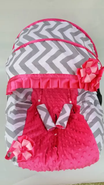 baby girl gray pink infant car seat cover canopy cover fit most infant car seat