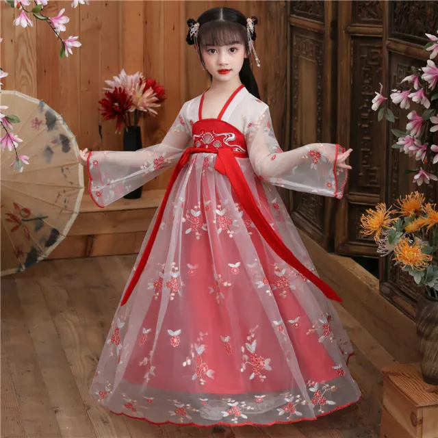 Bambino Ragazze Hanfu Abito Cinese Decorato Principessa Palco Costume Ttang 2