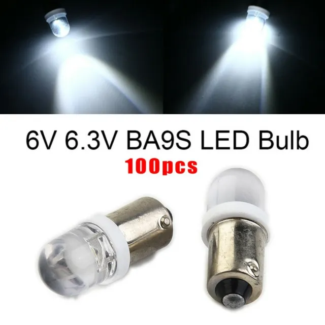 100x 6V 6.3V ,DC White ,T11 T4W BA9S H6W 1895 1SMD LED Pinball Machine Bulb