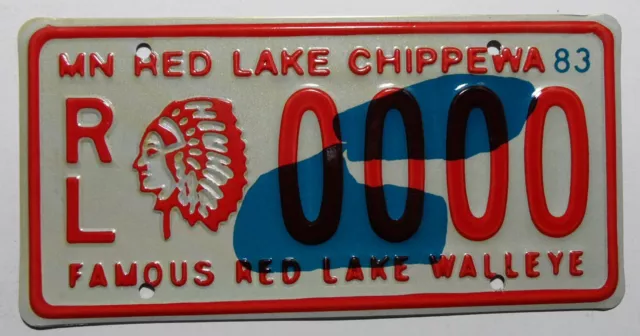 USA Nummernschild Minnesota "Red Lake Chippewa Indian" mit Indianhead  Sample.