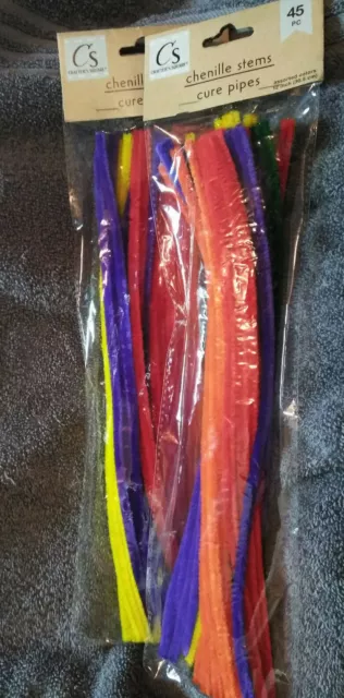 Juego de 2 paquetes de limpiadores de tuberías de tallos de chenilla 90 piezas artesanales costura 12 pulgadas