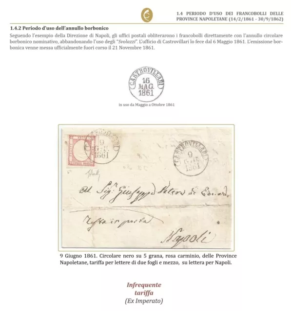 1861 ASI PROVINCE NAPOLETANE lettera 5 grana SAVERIO IMPERATO CHIAVARELLO