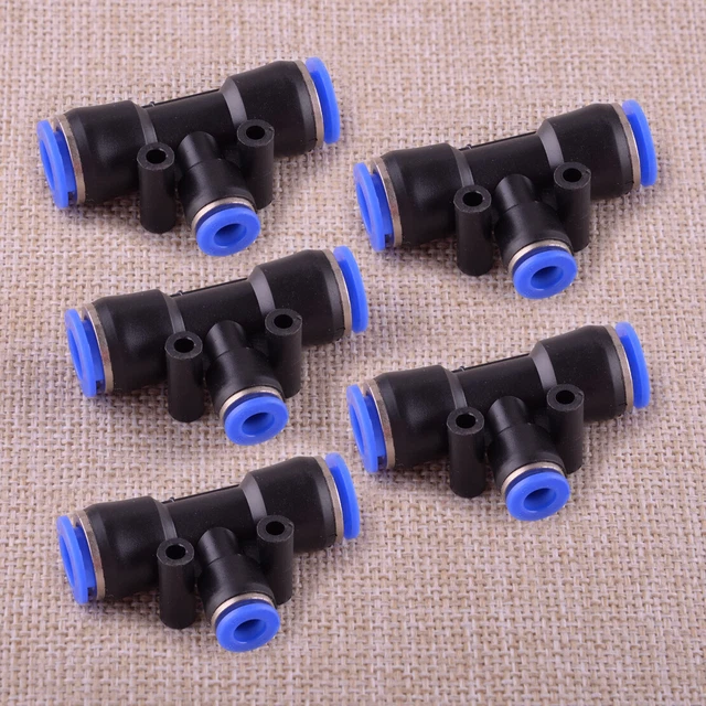 5pcs Pneumatic Reduced T Union Push In Fitting Tube 3/8" 10mm To 1/4" 6mm