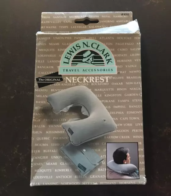 Vintage Lewis N. Clark The Original Inflatable Neckrest Travel Pillow - NIB