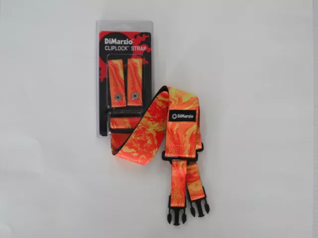 Dimarzio Steve Vai Orange Universe Short Cliplock Guitar Strap 2 " Wide Dd2245S