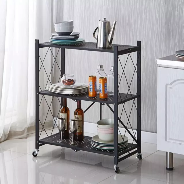 Kitchen Stand Storage Shelf 3-Tier Heavy Duty Metal Shelving Storage Unit Rack