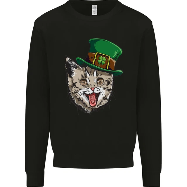 St Patricks Day Cat Funny Irish Mens Sweatshirt Jumper