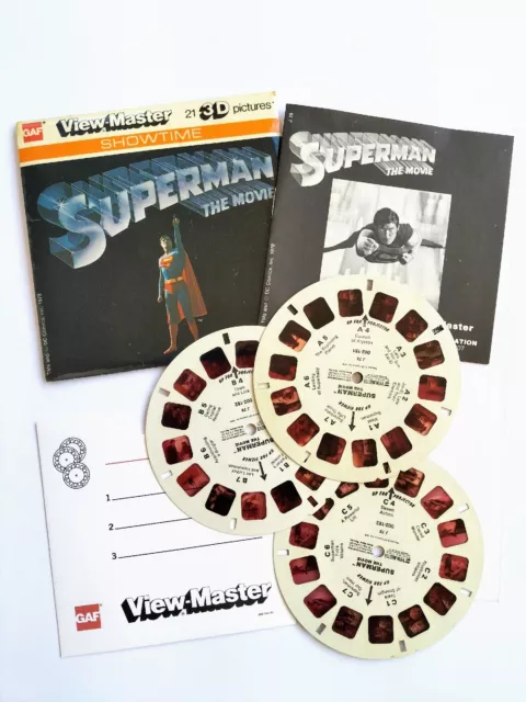J78 SUPERMAN The Movie GAF VIEW-MASTER Showtime COMPLETE 3 Reels and Booklet