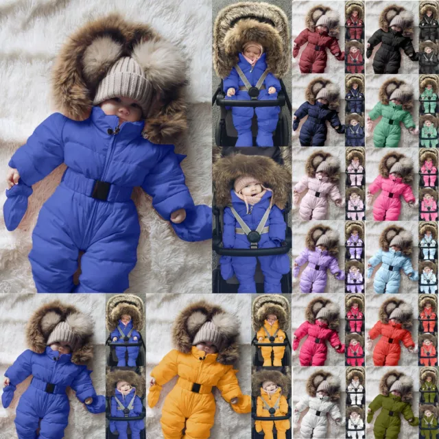 Toddler Baby Boys Girl Winter Snowsuit Romper Hooded Jacket Jumpsuit Coat Outfit