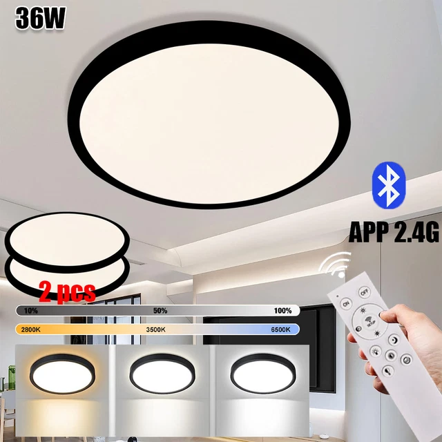 2x LED Deckenleuchte Dimmbar Deckenlampe Mit Fernbedienung Bluetooth Wohnzimmer