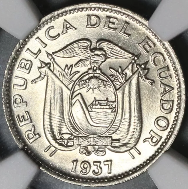 1937 NGC MS 66 Ecuador 10 Centavos GEM BU Coin (20102403C)