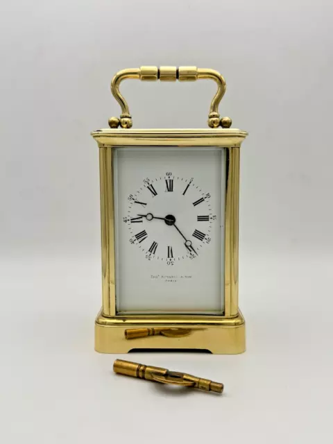 Antique Genuine French Corniche Striking Brass Carriage Clock - Working