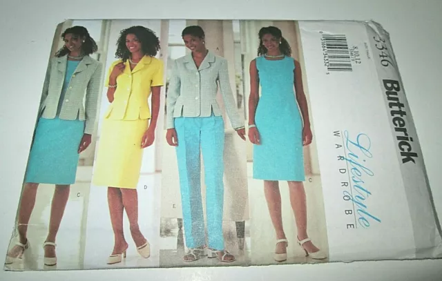 UNCUT BUTTERICK 3346 Dress Jacket Pants WARDROBE SEWING PATTERN Women 8 10 12