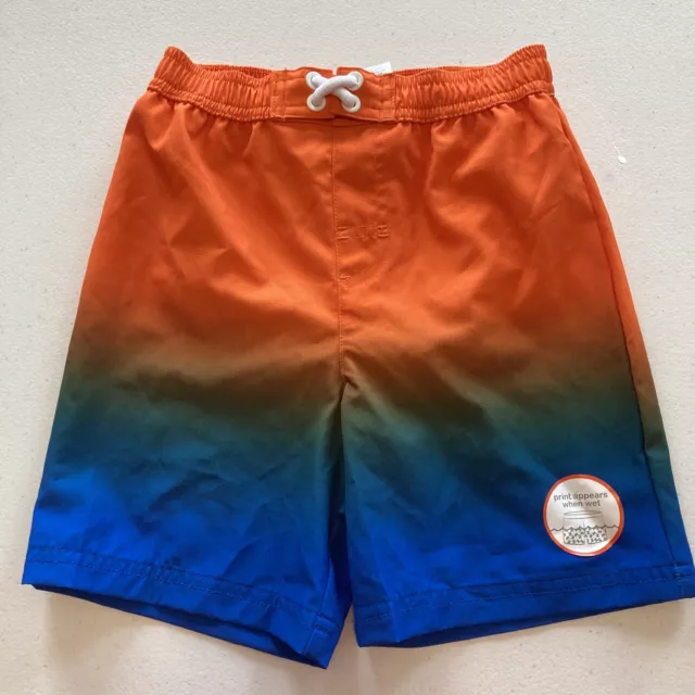 Wonder Nation orange Blue   Boy's Swim Shorts Trunks Size 4 T New