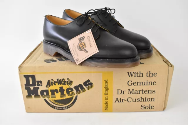 Dr Martens Shoes Black Leather 4 Blind Eyelet Lace Up Cushion Sole UK6 in Box