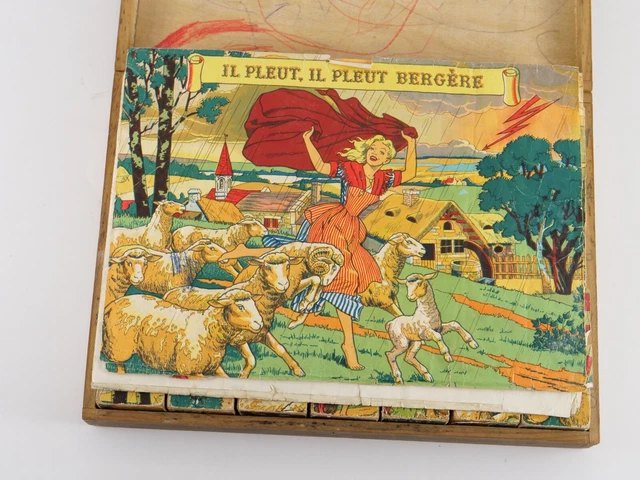 Jeu De Cubes En Bois XIXème – Chromolithographie Illustrations Carl – Ancien