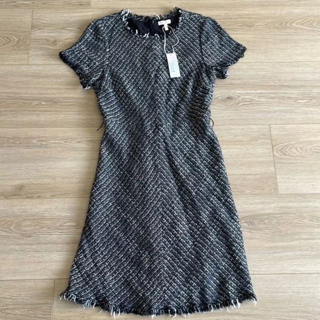 Rebecca Taylor Black & White Tweed Fit & Flare Dress Size 10 NEW READ !