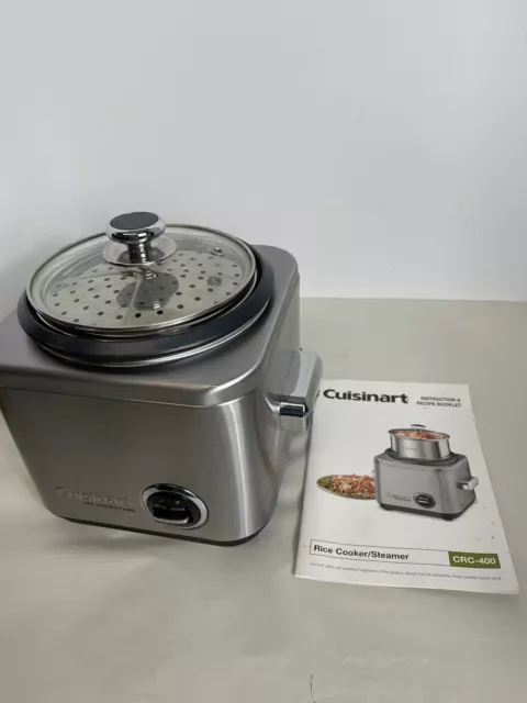 CUISINART 4 CUP Rice Cooker / Steamer / Warmer CRC-400 Silver Brushed  Stainless $20.00 - PicClick