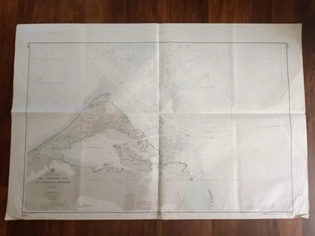 ORIGINAL ANTIQUE MAP NAUTICAL CHART Bermuda Islands Narrows St. Georges Harbor