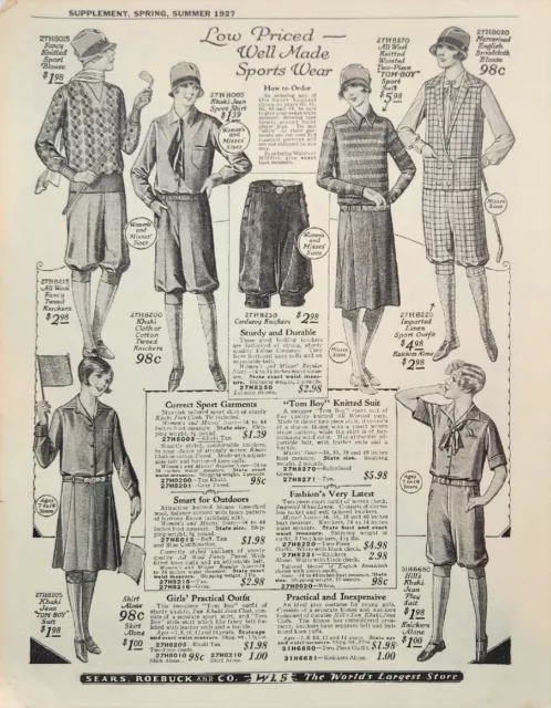 1927 Sears Roebuck Catalogue Women's Sports Wear Ad
