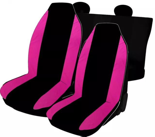 Set housses de siège compatibles avec Peugeot 107 en coton fuchsia/noir made ita