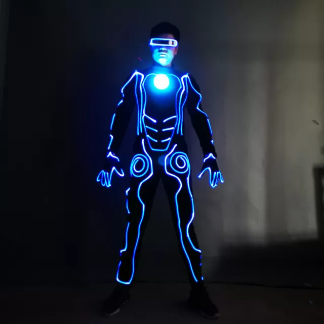 7 Colors Light Mask Suit LED Robot Rechargeable Clothing Luminous Dance Ballroom